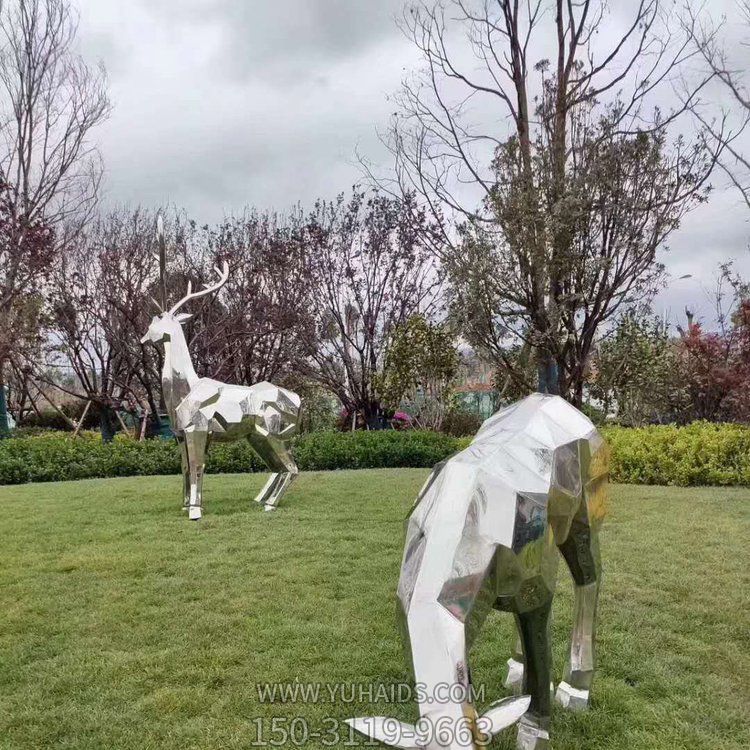 塊面梅花鹿幾何形鹿雕塑