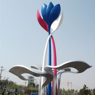 城市廣場(chǎng)不銹鋼彩繪大型藝術(shù)園林景觀(guān)標(biāo)志擺件