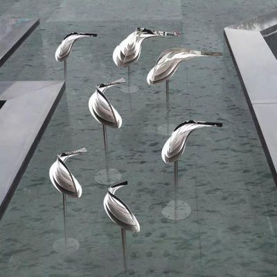 噴泉水景不銹鋼抽象鏡面小魚(yú)擺件