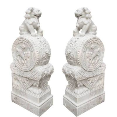 大理石石雕工廠企業(yè)大型浮雕獅子鎮(zhèn)宅招財獅子雕塑