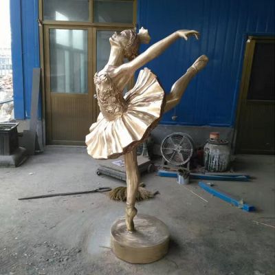 園林廣場(chǎng)不銹鋼噴金烤漆跳芭蕾舞的人物景觀擺件