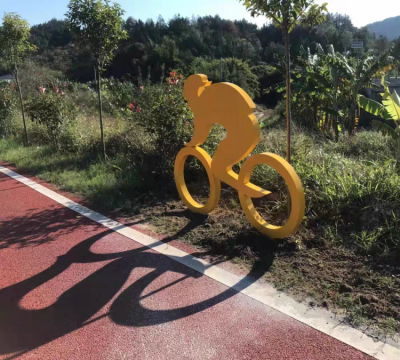 鐵藝剪影人物，騎行人物，騎自行車的抽象人物