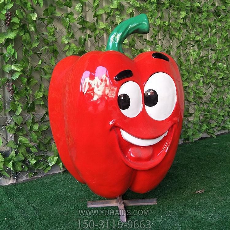 生態(tài)農場裝飾玻璃鋼卡通紅色辣椒雕塑