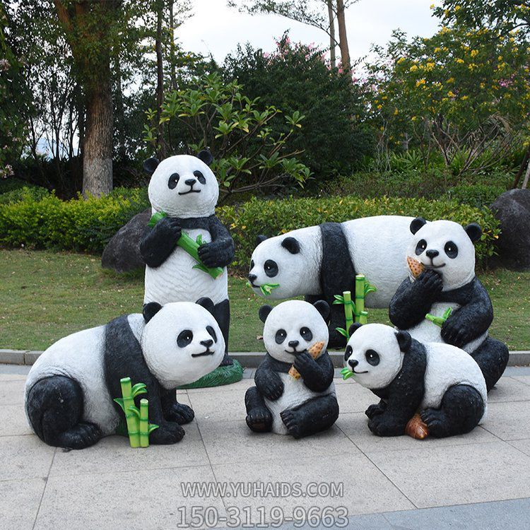 玻璃鋼熊貓，仿真熊貓雕塑
