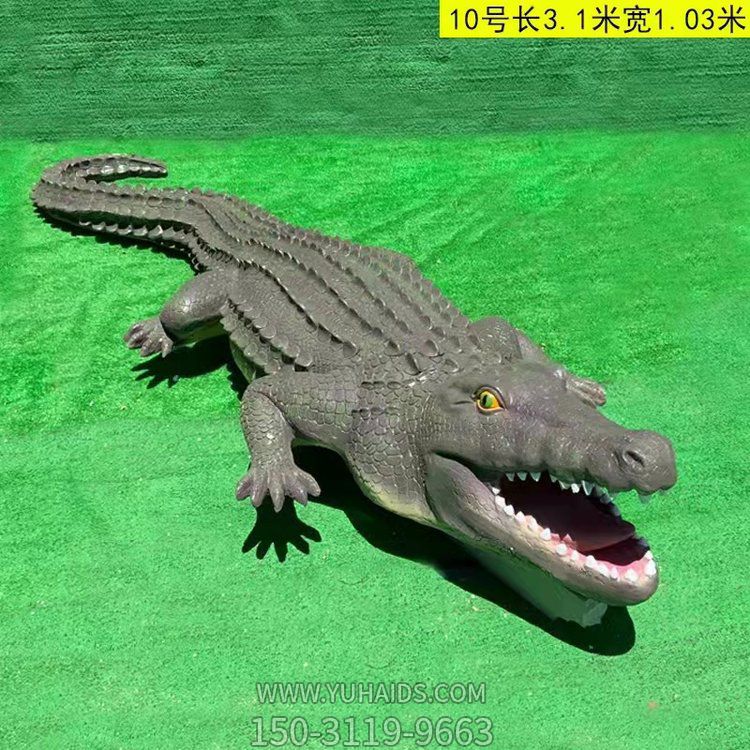 玻璃鋼鱷魚，仿真爬行動(dòng)物雕塑