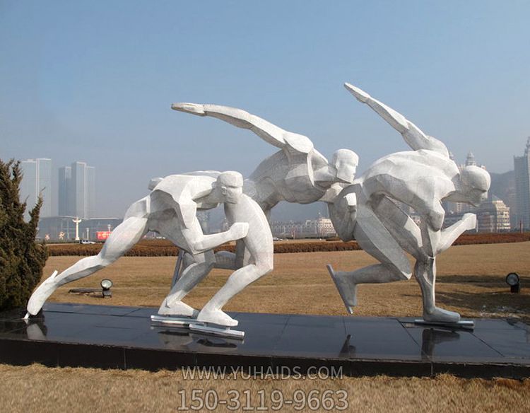 廣場公園景觀不銹鋼抽象跨欄體育運(yùn)動員雕塑