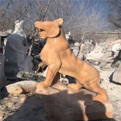 晚霞紅石雕老虎，十二生肖動物石雕