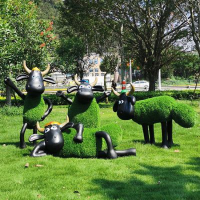 肖恩羊，綠植動物，公園草坪小動物擺件