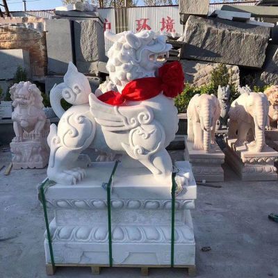 漢白玉石雕貔貅，門店看門神獸