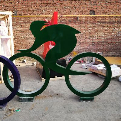 騎自行車，鐵藝剪影運(yùn)動人物