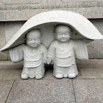 大理石，砂石石雕園林寺廟小沙彌擺件