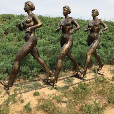 競走人物塑像，玻璃鋼仿銅運(yùn)動(dòng)主題人物雕塑
