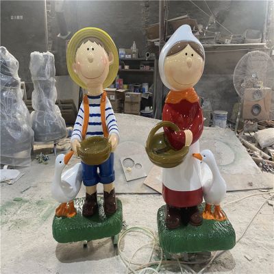 玻璃鋼卡通公仔，一年一女卡通人物