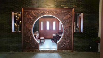 蓮蓮有魚銅浮雕，室內裝飾拱門浮雕畫