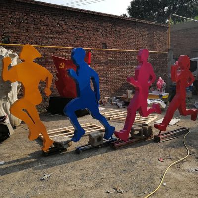 跑步，玻璃鋼剪影抽象人物運(yùn)動雕塑