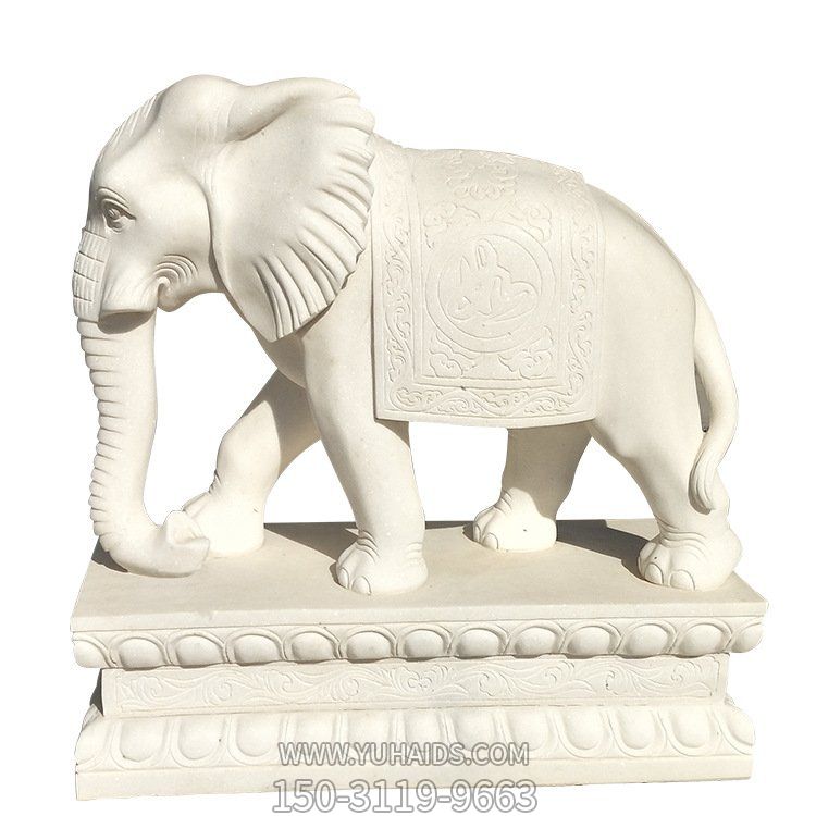 大理石石雕庭院小區(qū)門口大象雕塑