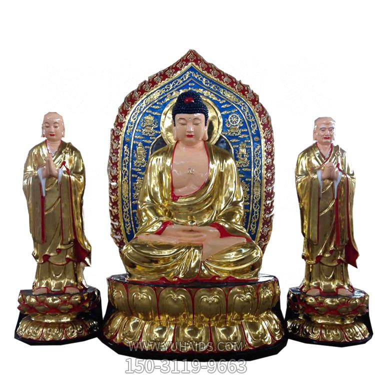 不銹鋼噴金寺廟供奉如來(lái)佛祖雕塑