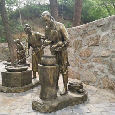 制藥人物場景雕塑，古代煉藥制藥情景雕塑