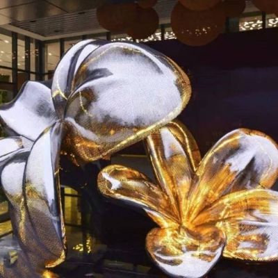 不銹鋼噴漆創(chuàng)意花朵雕塑