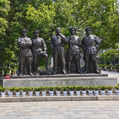 一代英豪，中國近代革命人物，周恩來、賀龍、葉挺、劉伯承、朱德偉人銅雕群