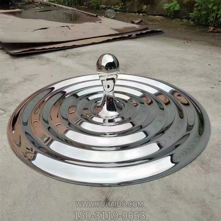 不銹鋼鏡面水浪花，大型房地產(chǎn)金屬景觀雕塑