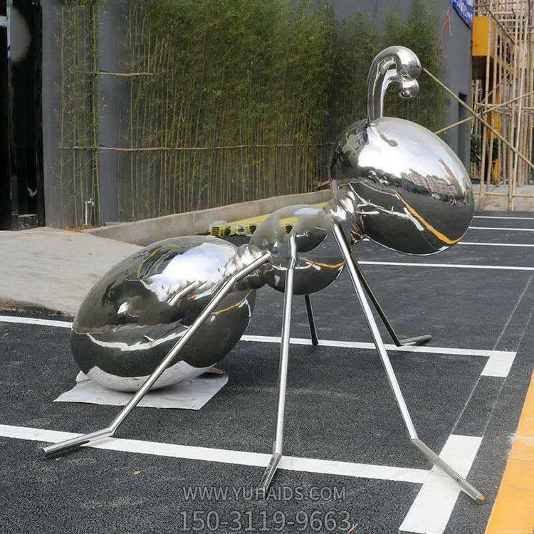 大個(gè)不銹鋼鏡面螞蟻，園林昆蟲擺件雕塑