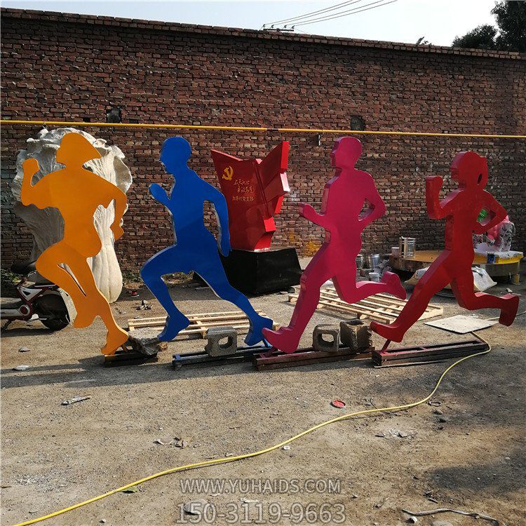 跑步人物，不銹鋼剪影運動人物雕塑