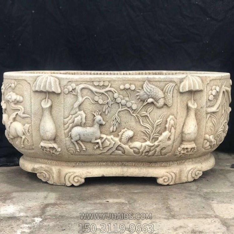 魚(yú)缸擺件園林庭院浮雕大型戶外擺件雕塑