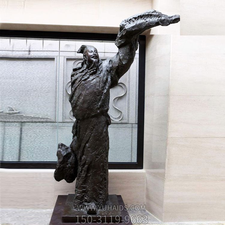 博物館擺放唐朝著名歷史文化人物鑄銅李白雕像 博物館擺放唐朝著名歷史文化人物鑄銅李白雕像