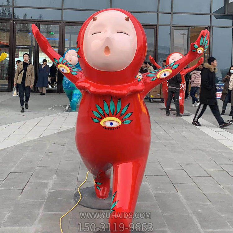 商場(chǎng)門(mén)口大型玻璃鋼彩繪卡通人物景觀雕塑