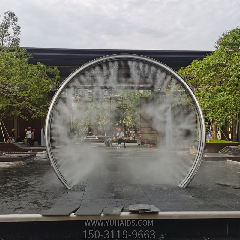 不銹鋼噴霧圓環(huán)，水景裝飾構(gòu)件雕塑