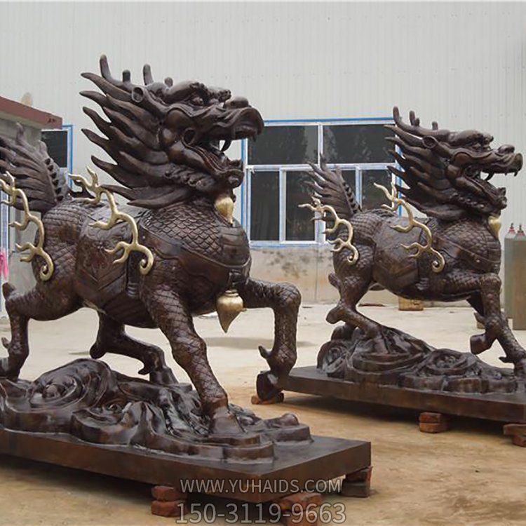庭院別墅門(mén)口大型銅雕麒麟擺件雕塑
