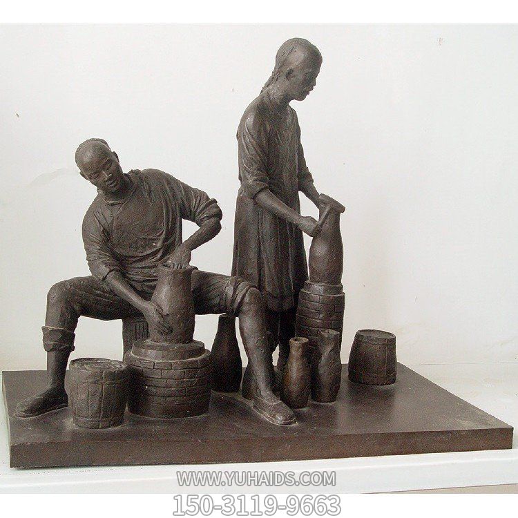 陶瓷主題人物雕塑，廣場(chǎng)景觀仿銅戶外園林大型人物景觀雕塑