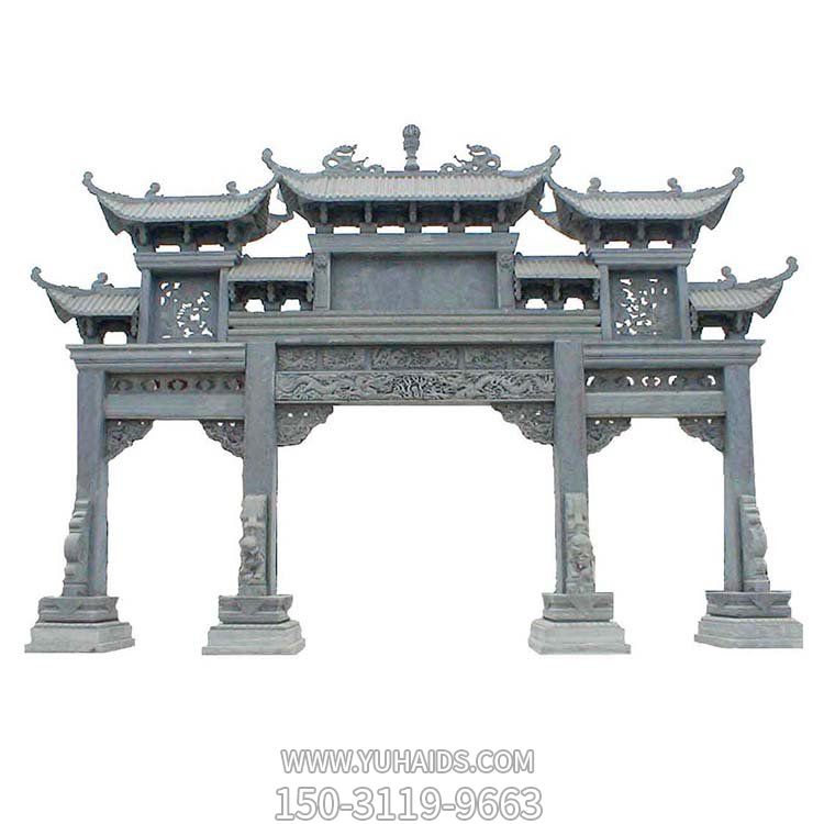 城市商業(yè)街裝飾大理石浮雕仿古建筑斗拱門(mén)樓石牌坊雕塑