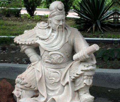 戶外景區(qū)大型大理石石雕看書的關公雕塑