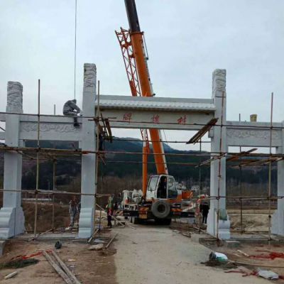 大理石石雕園林景區(qū)大型三門牌坊雕塑