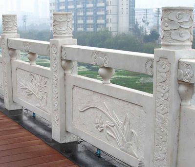 小區(qū)荷花池塘大理石防護(hù)欄桿