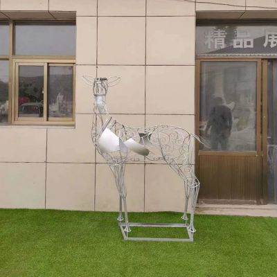 小區(qū)裝飾不銹鋼鏤空梅花鹿雕塑