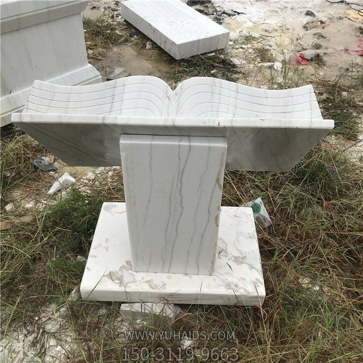 石雕書，漢白玉展開的書本雕塑