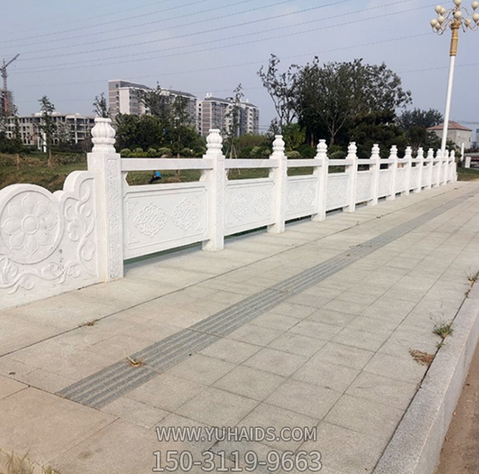 園林河道護(hù)欄板，漢白玉石欄桿雕塑