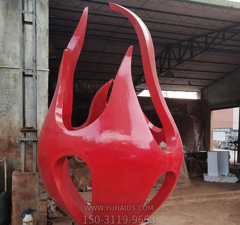 村莊農場文化小區(qū)擺放花骨朵不銹鋼火苗雕塑