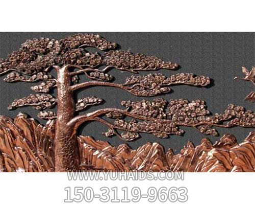 迎客松雕塑-小區(qū)公園廣場擺放鑄銅室內裝飾紫銅迎客松雕塑