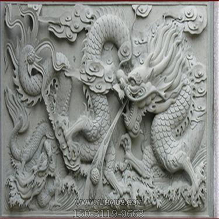 龍紋高浮雕，大理石石刻龍浮雕雕塑