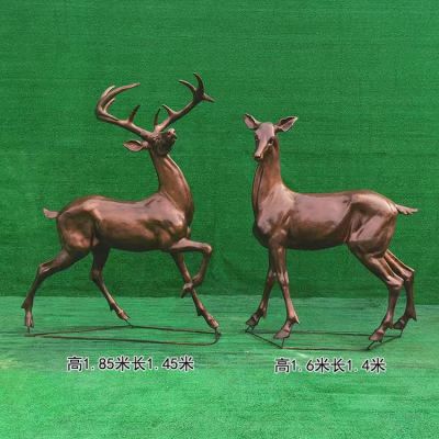 近2米高的玻璃鋼仿銅鹿，可改色，可做鑄銅效果