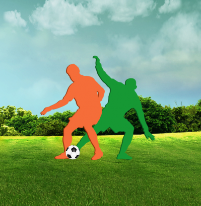 鐵藝剪影人物，踢足球的運動人物剪影