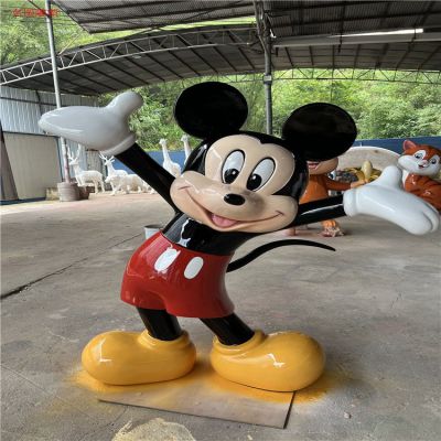 米老鼠玻璃鋼卡通人物雕塑，幼兒園游樂(lè)園動(dòng)漫人物擺件