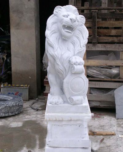 戶(hù)外仿真漢白玉石雕獅子雕塑