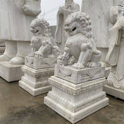 別墅庭院門(mén)前石獅子 青石動(dòng)物戶外裝飾石獅子雕塑