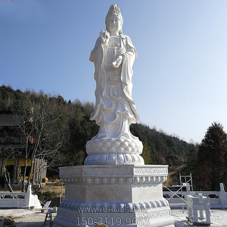 觀音佛像，漢白玉滴水觀音石雕石像雕塑