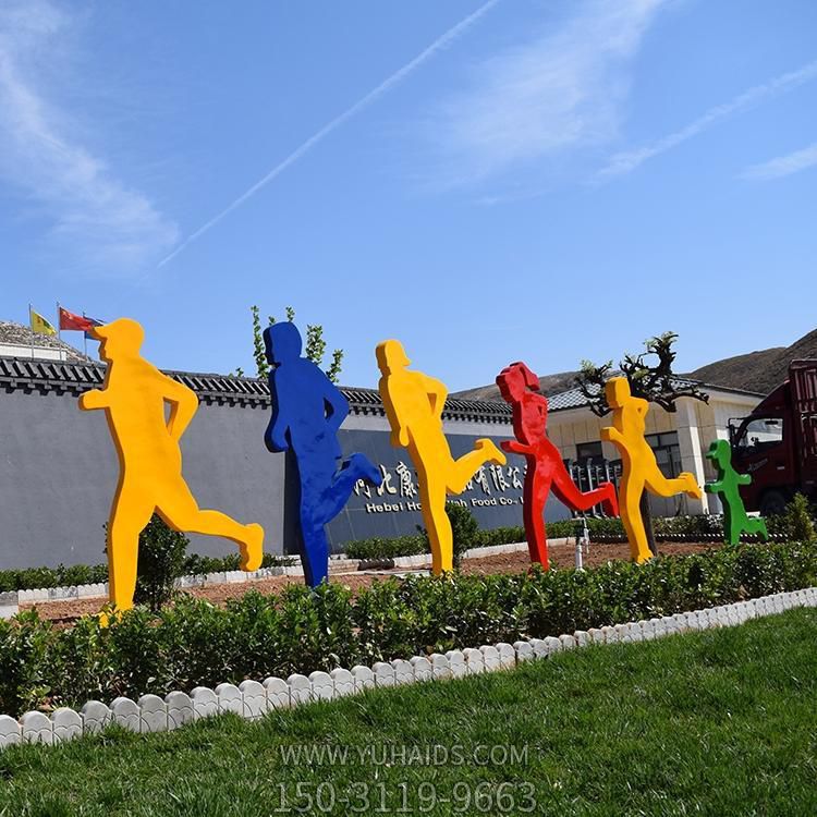 公園街道擺放不銹鋼剪影騎自行車運(yùn)動人物雕塑